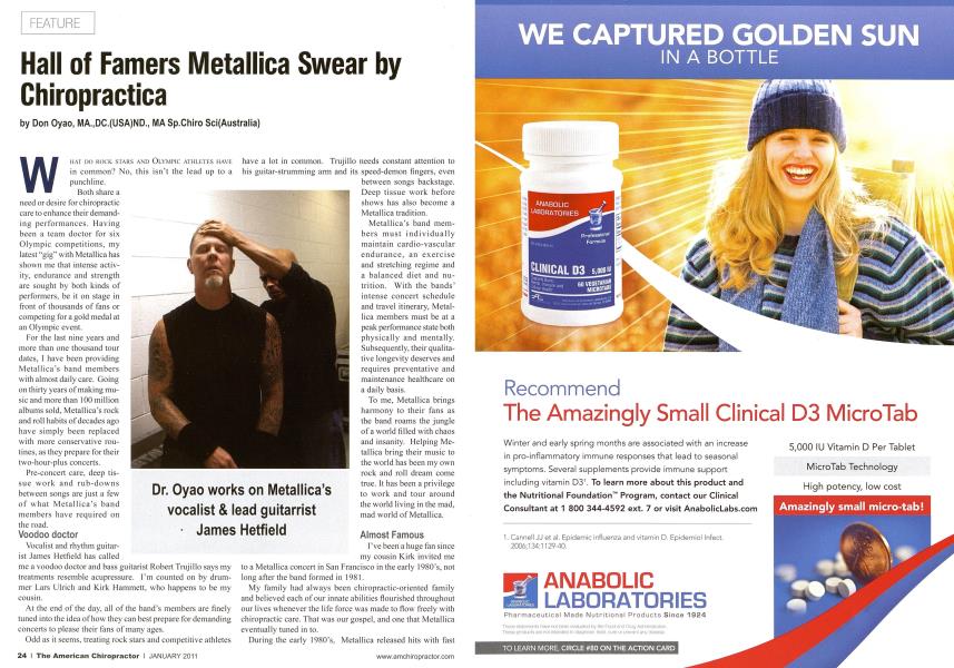 Hall of Famers Metallica Swear by Chiropractica