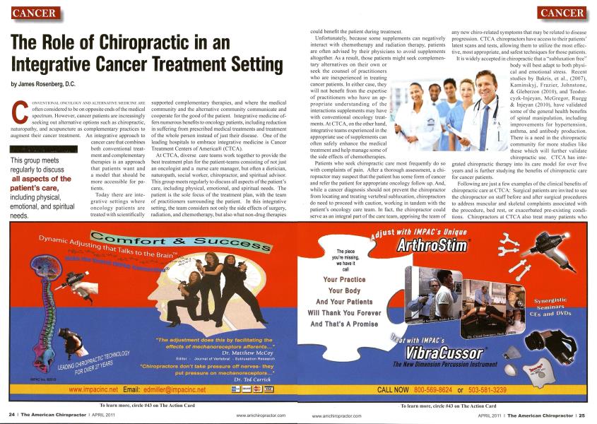 The Role of Chiropractic in an Integrative Cancer Treatment Setting