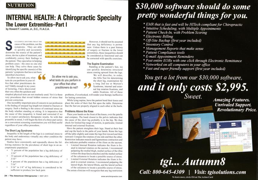 INTERNAL HEALTH: A Chiropractic Specialty The Lower Extremities-Part I