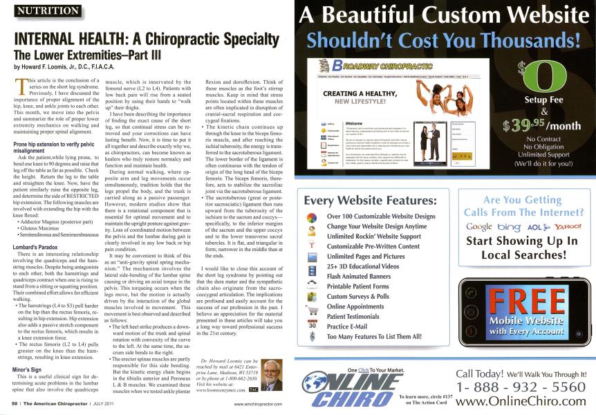 INTERNAL HEALTH: A Chiropractic Specialty The Lower Extremities-Part III