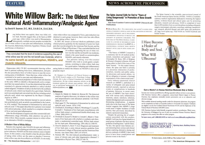 White WillOW Bark: The Oldest New Natural Anti-Inflammatory/Analgesic Agent