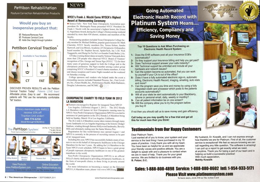 CHIROPRACTIC CHARITY TO FIELD TEAM IN 2012 LA MARATHON