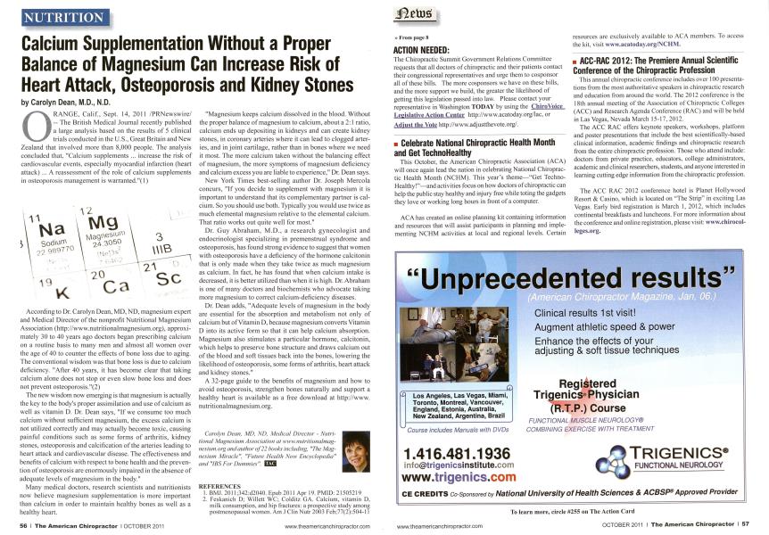 Calcium Supplementation Without a Proper Balance of Magnesium Can Increase Risk of Heart Attack, Osteoporosis and Kidney Stones