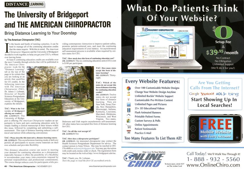 The University of Bridgeport and THE AMERICAN CHIROPRACTOR