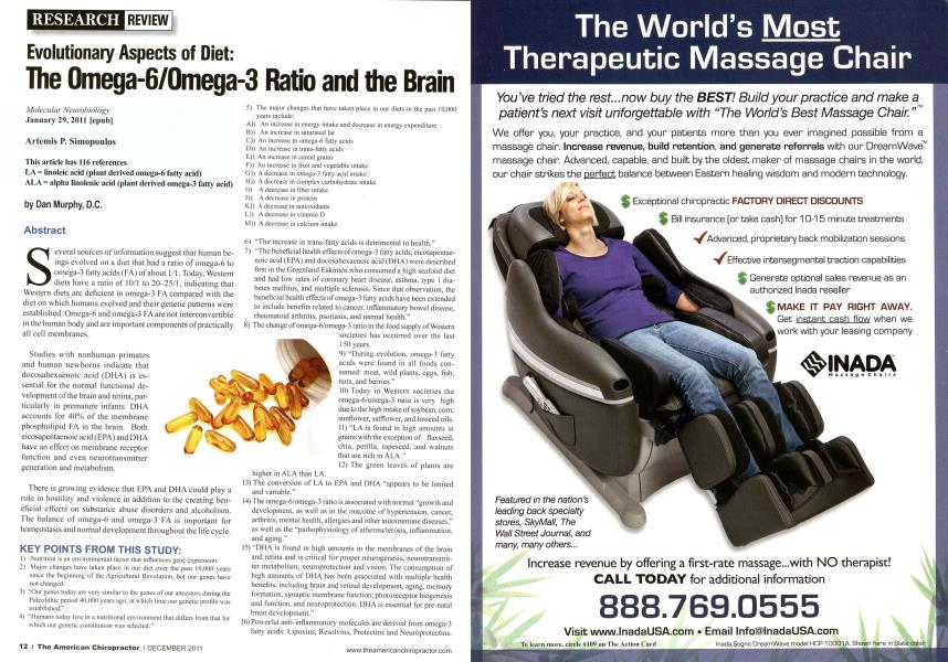 Evolutionary Aspects of Diet: The 0mega-6/Omega-3 Ratio and the Brain
