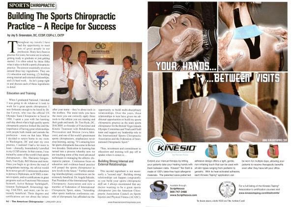 Building The Sports Chiropractic Practice--A Recipe for Success
