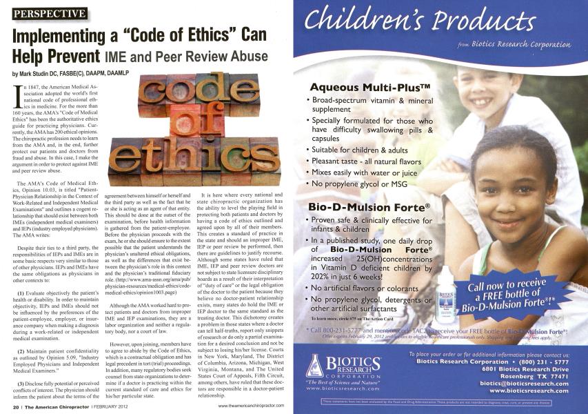 Implementing a "Code of Ethics" Can Help Prevent IME and Peer Review Abuse
