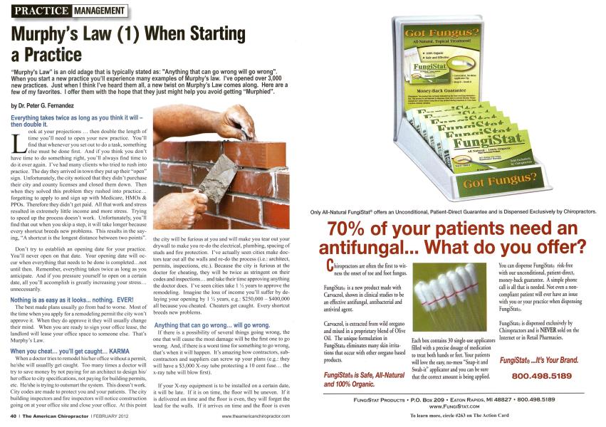 Murphy's Law (1) When Starting a Practice