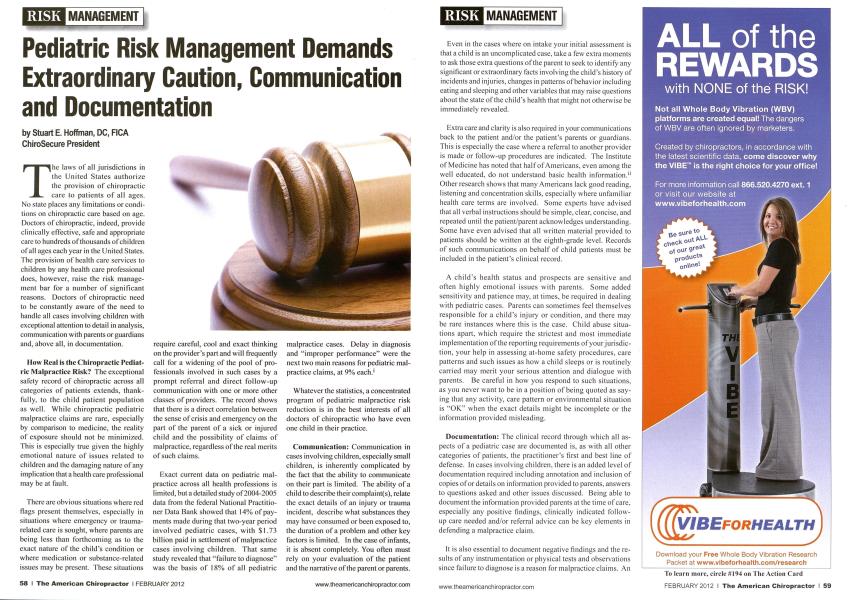 Pediatric Risk Management Demands Extraordinary Caution, Communication and Documentation