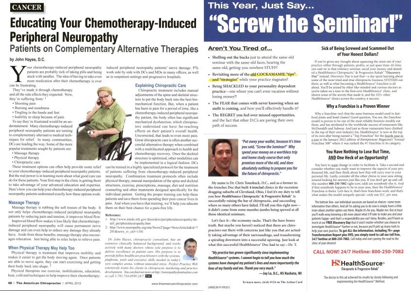 Educating Your Chemotherapy-Induced Peripheral Neuropathy Patients on Complementary Alternative Therapies