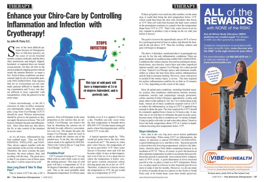 Enhance your Chiro-Care by Controlling Inflammation and Infection with Cryotherapy!