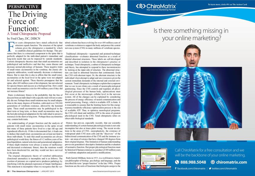 The Driving Force of Function: A Tonal Chiropractic Proposal