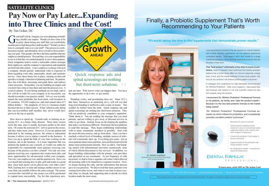 Pay Now or Pay Later... Expanding into Three Clinics and the Cost!