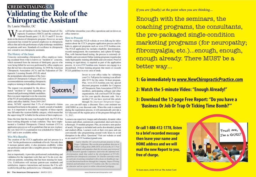 Validating the Role of the Chiropractic Assistant