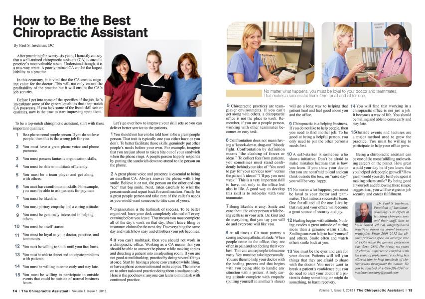 How to Be the Best Chiropractic Assistant