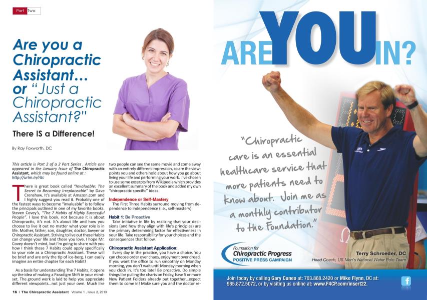 Are you a Chiropractic Assistant... or "Just a Chiropractic Assistant?" There IS a Difference!