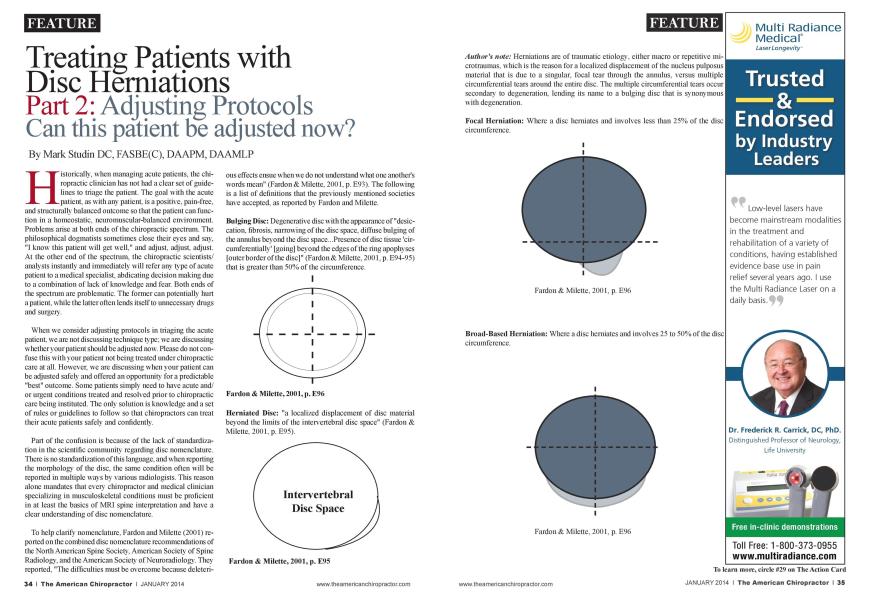 Treating Patients with Disc Herniations Part 2: Adjusting Protocols Can this patient be adjusted now?