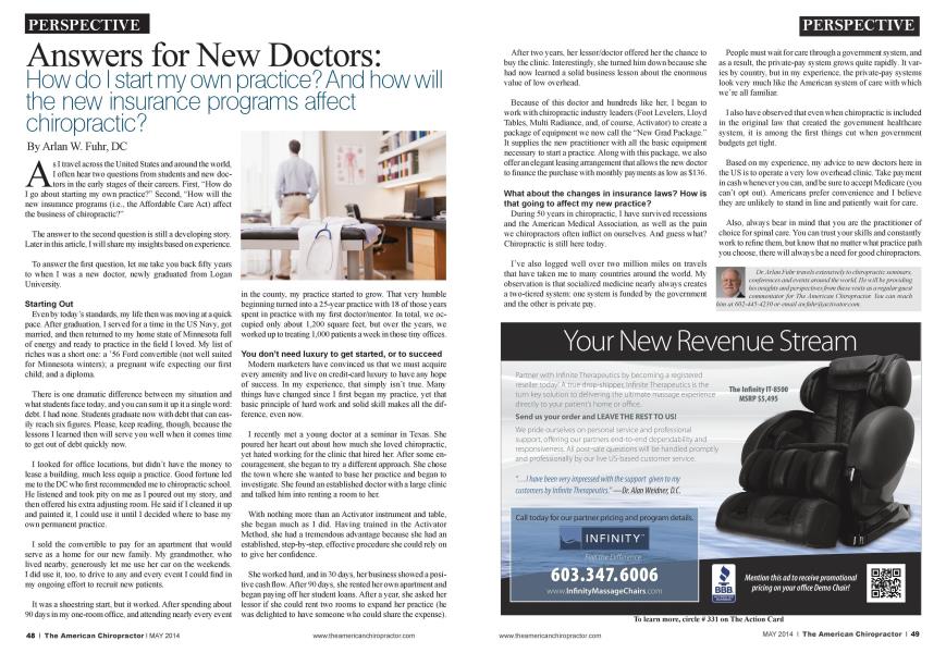 Answers for New Doctors: How do I start my own practice? And how the new insurance programs affect chiropractic?