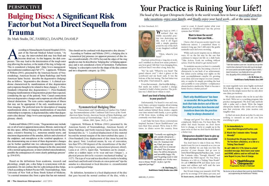 Bulging Discs: A Significant Risk Factor but Not a Direct Sequella from Trauma