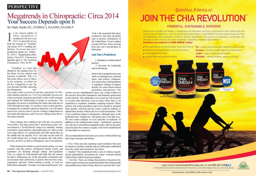 Megatrends in Chiropractic: Circa 2014 Your Success Depends upon It