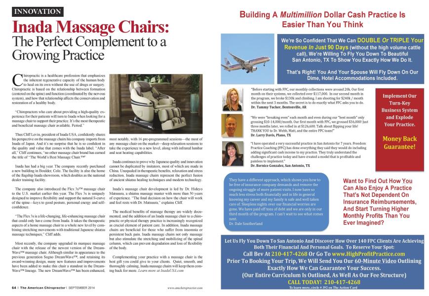 Inada Massage Chairs: The Perfect Complement to a Growing Practice