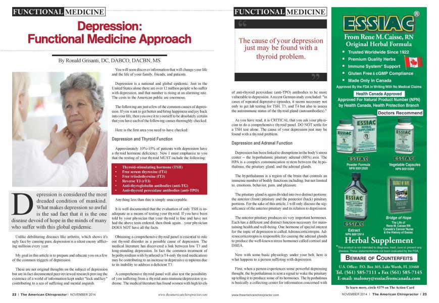 Depression: Functional Medicine Approach