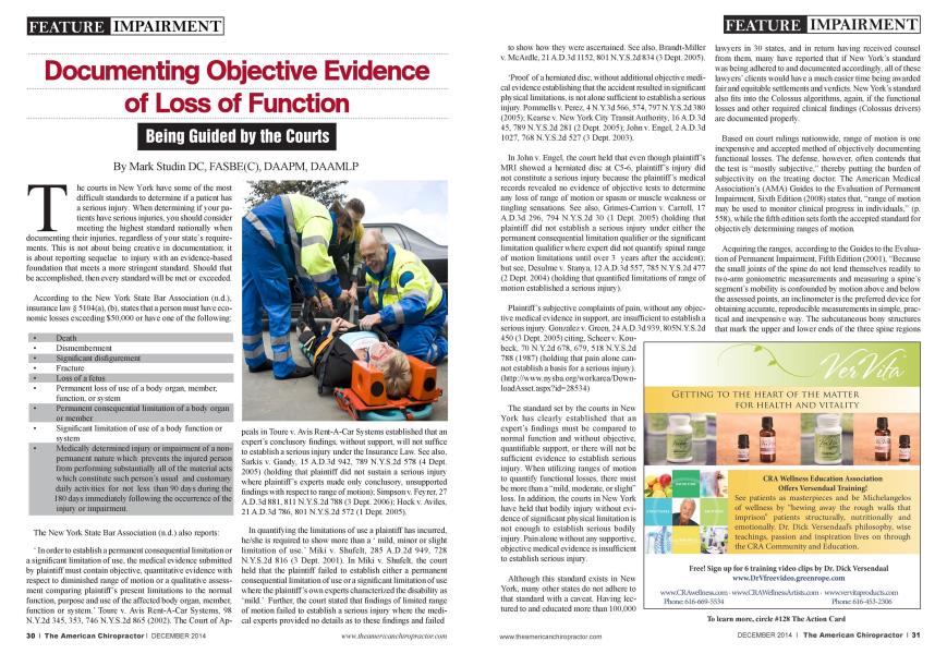 Documenting Objective Evidence of Loss of Function