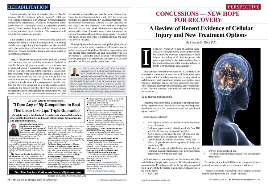 CONCUSSIONS - NEW HOPE FOR RECOVERY A Review of Recent Evidence of Cellular Injury and New Treatment Options