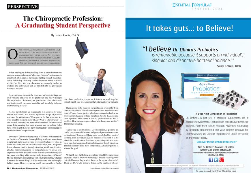 The Chiropractic Profession: A Graduating Student Perspective