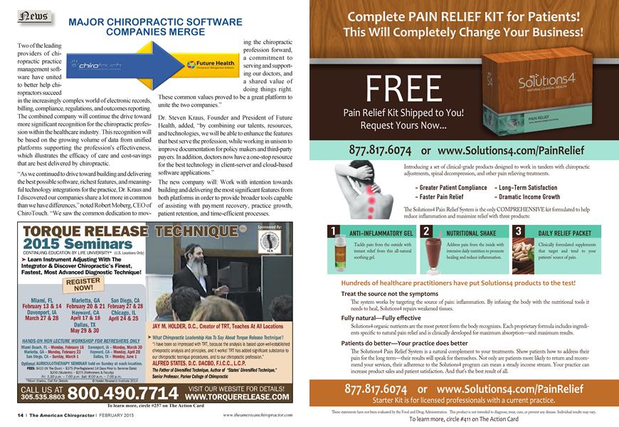 MAJOR CHIROPRACTIC SOFTWARE COMPANIES MERGE
