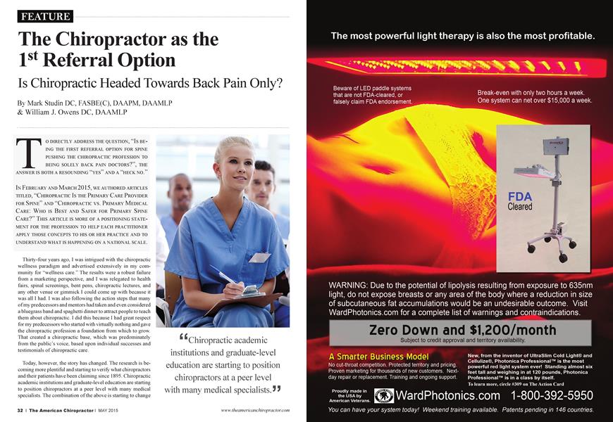 The Chiropractor as the 1st Referral Option
