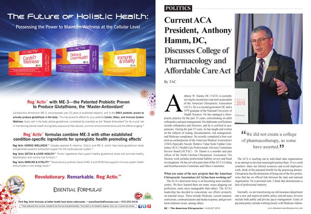 Current ACA President, Anthony Hamm, DC, Discusses College of Pharmacology and Affordable Care Act