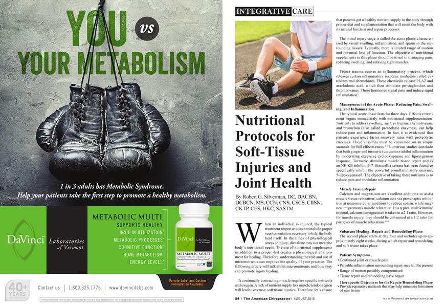 Nutritional Protocols for Soft-Tissue Injuries and Joint Health