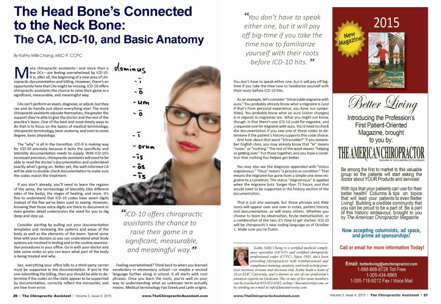 The Head Bone's Connected to the Neck Bone: The CA, ICD-10, and Basic Anatomy