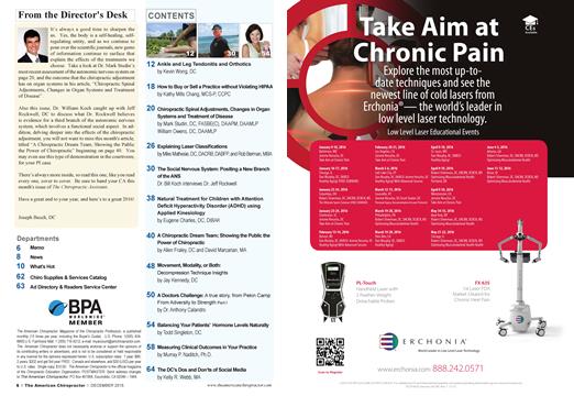 CONTENTS, Page: 6 - DECEMBER 2015 | The American Chiropractor