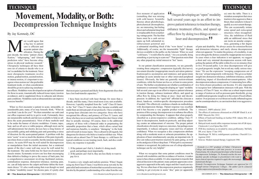 Movement, Modality, or Both: Decompression Technique Insights