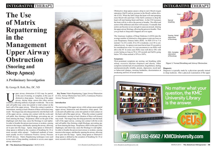 The Use of Matrix Repatterning in the Management Upper Airway Obstruction (Snoring and Sleep Apnea)