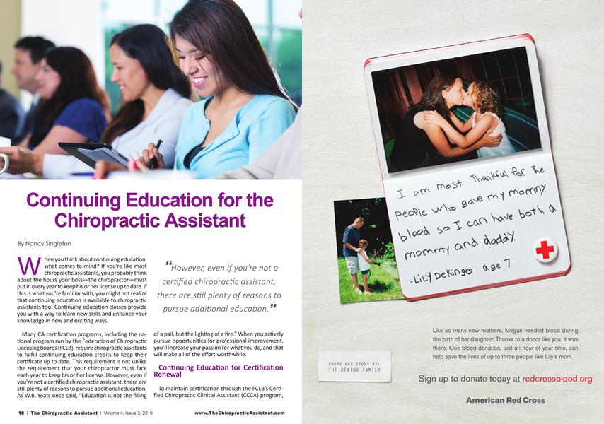 Continuing Education for the Chiropractic Assistant