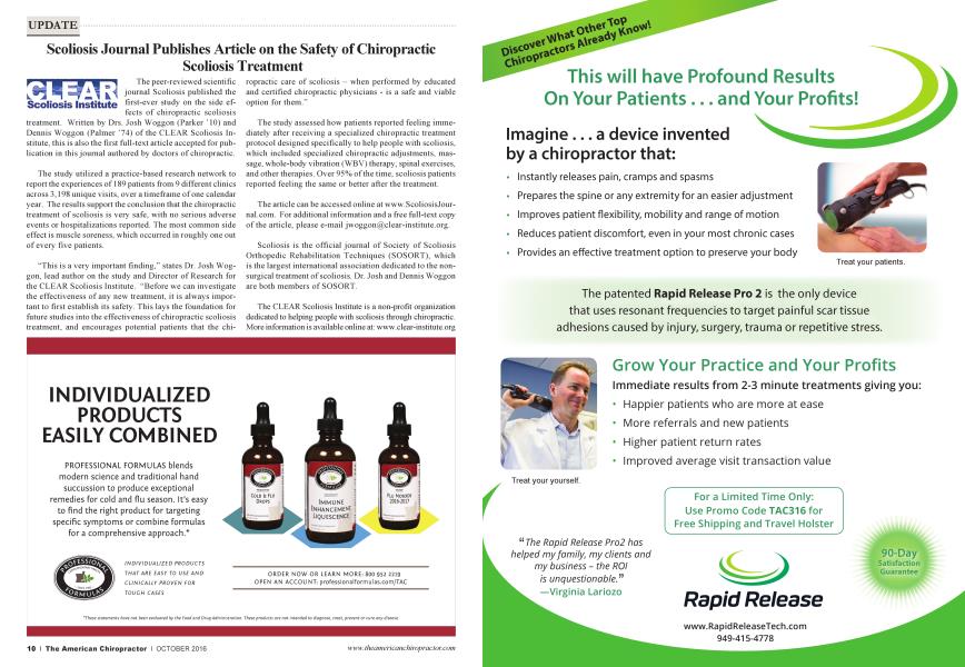 Scoliosis Journal Publishes Article on the Safety of Chiropractic Scoliosis Treatment
