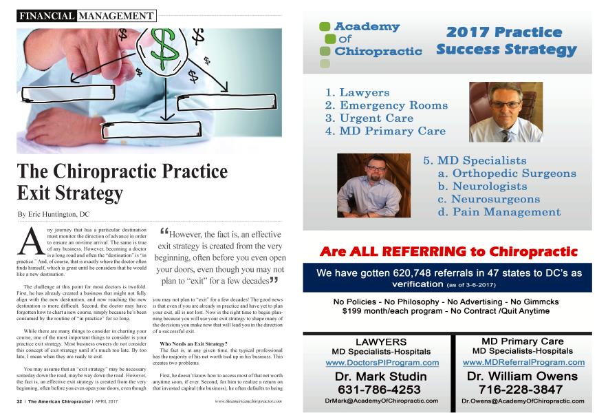The Chiropractic Practice Exit Strategy