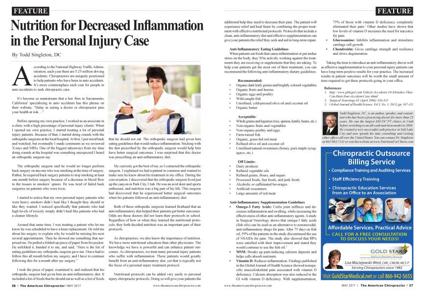 Nutrition for Decreased Inflammation in the Personal Injury Case