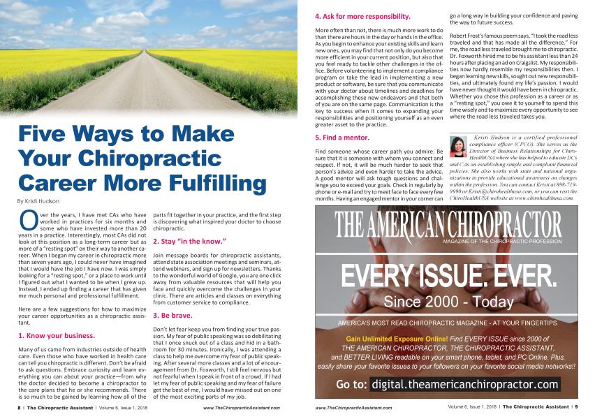 Five Ways to Make Your Chiropractic Career More Fulfilling