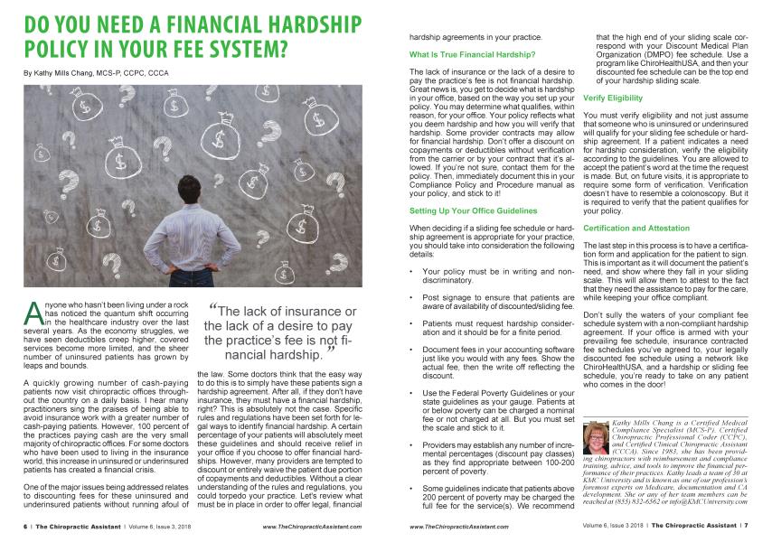 DO YOU NEED A FINANCIAL HARDSHIP POLICY IN YOUR FEE SYSTEM?