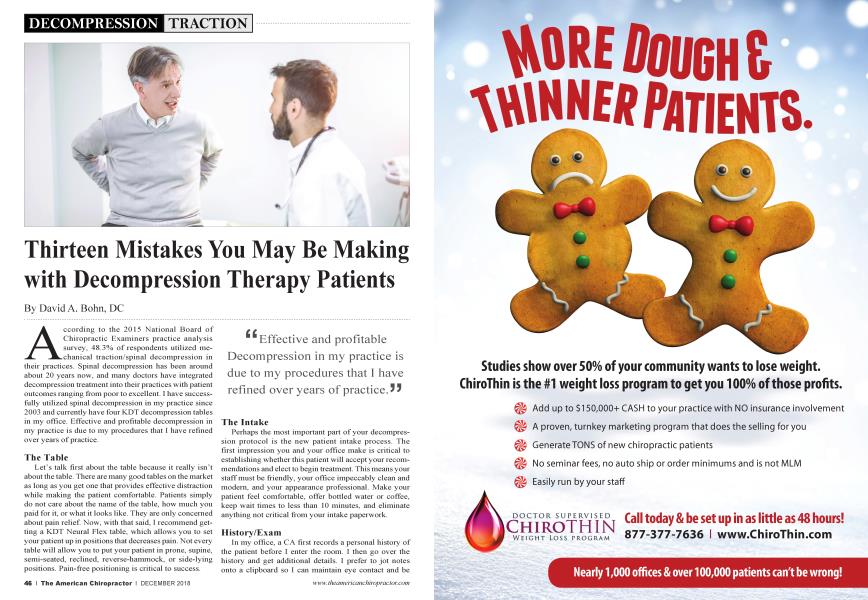 Thirteen Mistakes You May Be Making with Decompression Therapy Patients
