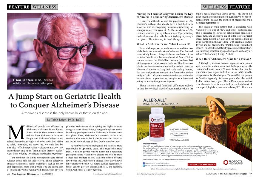 A Jump Start on Geriatric Health to Conquer Alzheimer's Disease