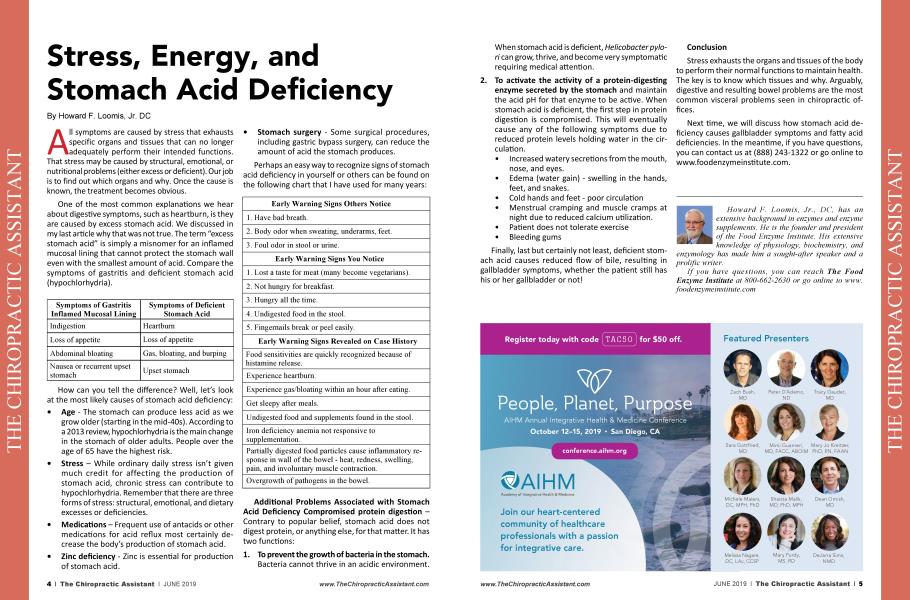 Stress, Energy, and Stomach Acid Deficiency