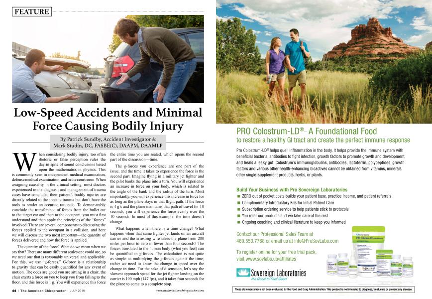 Low-Speed Accidents and Minimal Force Causing Bodily Injury