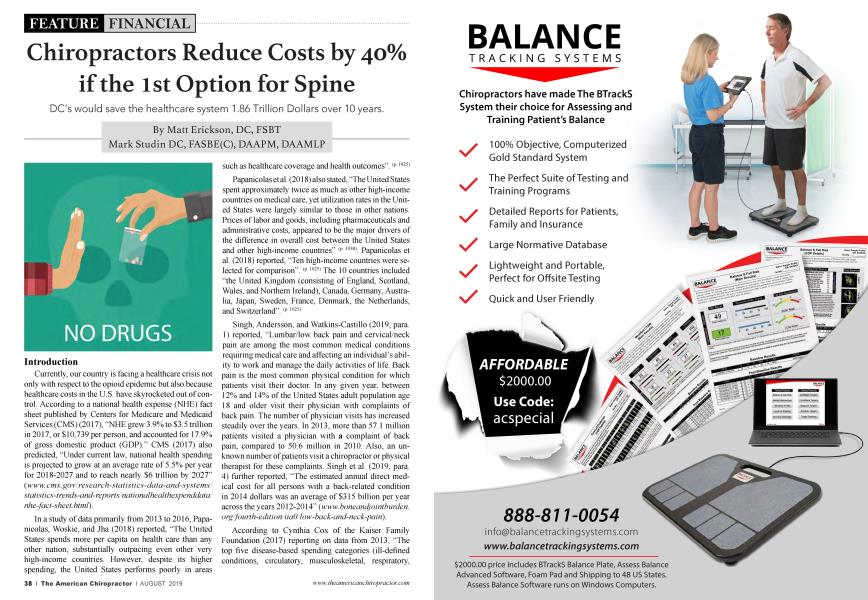 Chiropractors Reduce Costs by 40% if the 1st Option for Spine