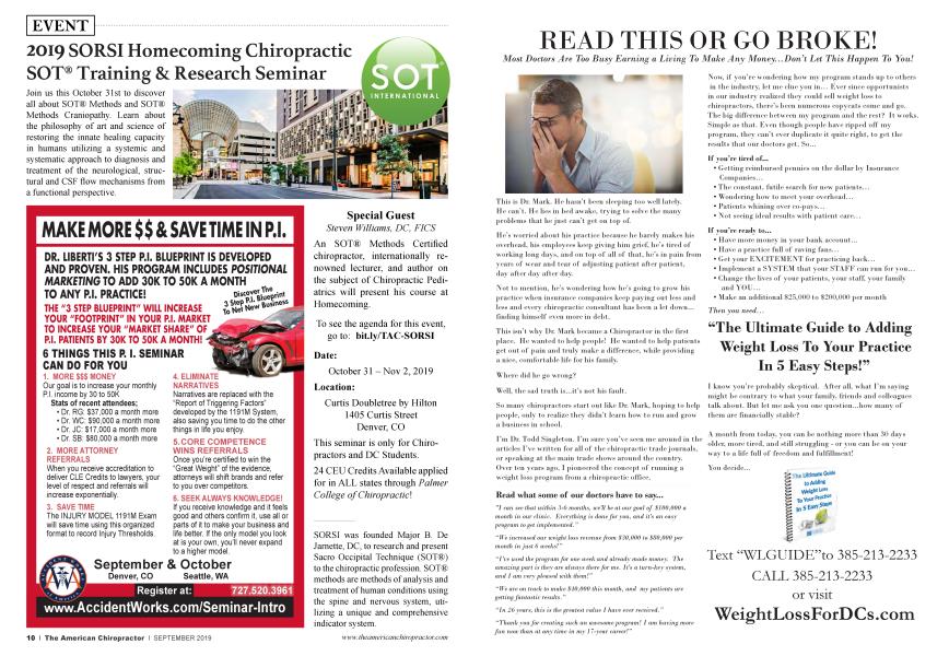 2019 SORSI Homecoming Chiropractic SOT® Training & Research Seminar