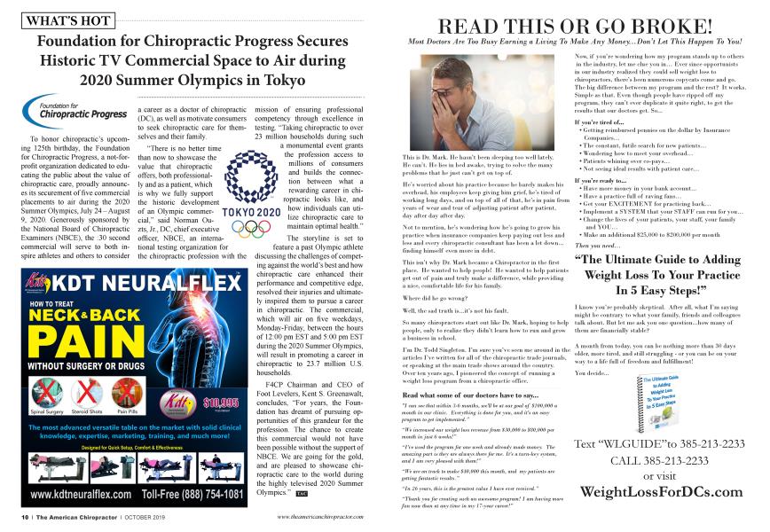 Fundation for Chiropractic Progress Secures Historic TV Commercial Space to Air during 2020 Summer Olympics in Tokyo